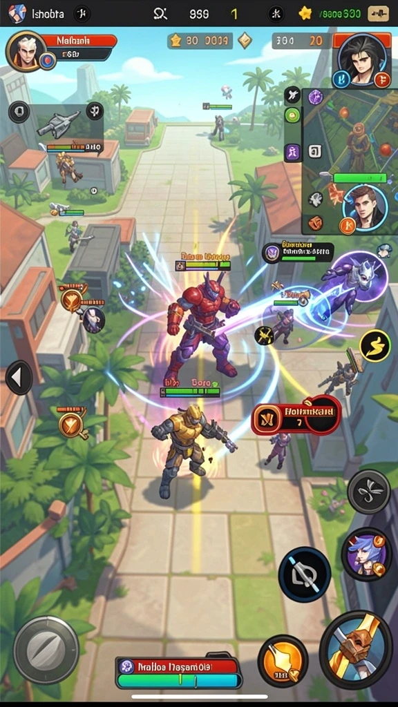 Gambar aksi seru melawan monster besar.
